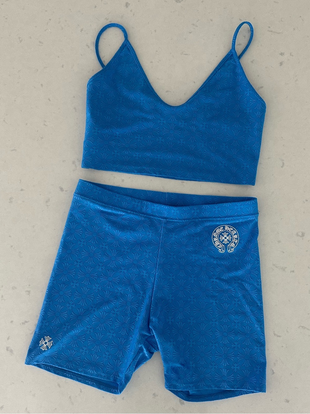 Chrome Hearts Women's Stage Five Active Bike Short & Crop Top Set EUC Medium
